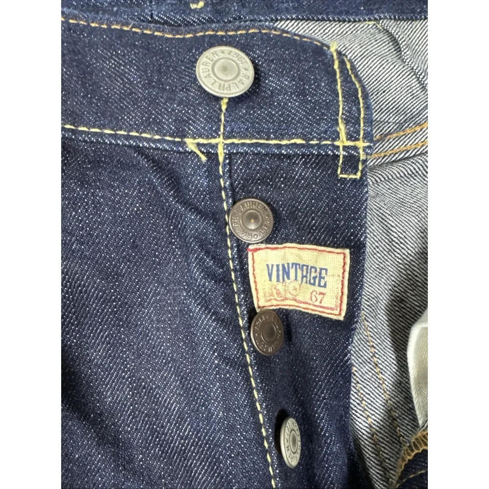 Vintage Polo Ralph Lauren Jeans Mens 34x34 Blue Straight Denim 15941 Button Fly